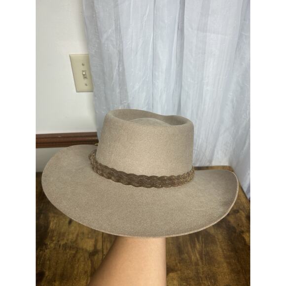 Vintage Akruba Snowy River Pure Fur Felt Australian Cowboy Hat Size 59 Feather - Picture 6 of 14